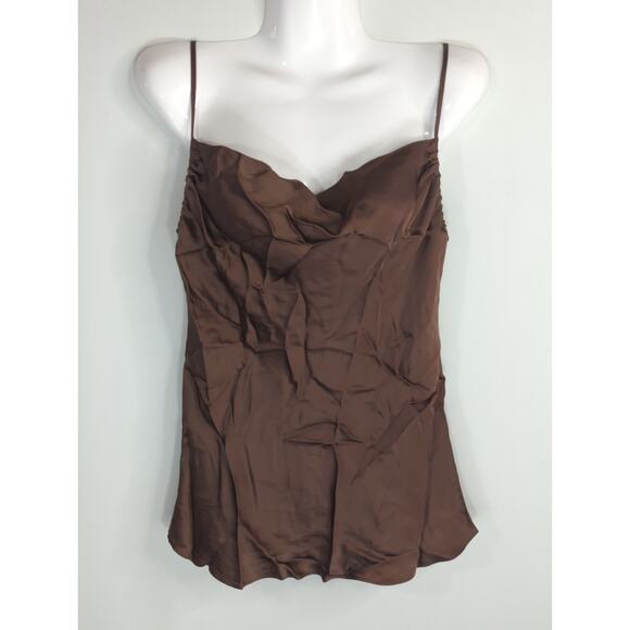 Aritzia Wilfred Carmelized Walnut Subtle Cowl Neck  Cotton Allusion Cami Women M - Picture 1 of 8